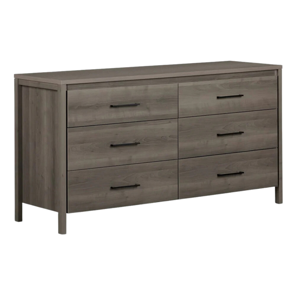 Modern Grey 6-Drawer Double Dresser
