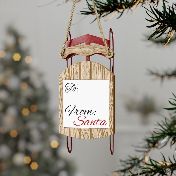 Santa Tag Sled Ornament