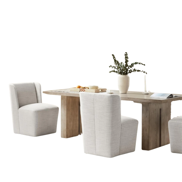 Upholstered Wingback Dining Chairs with Casters