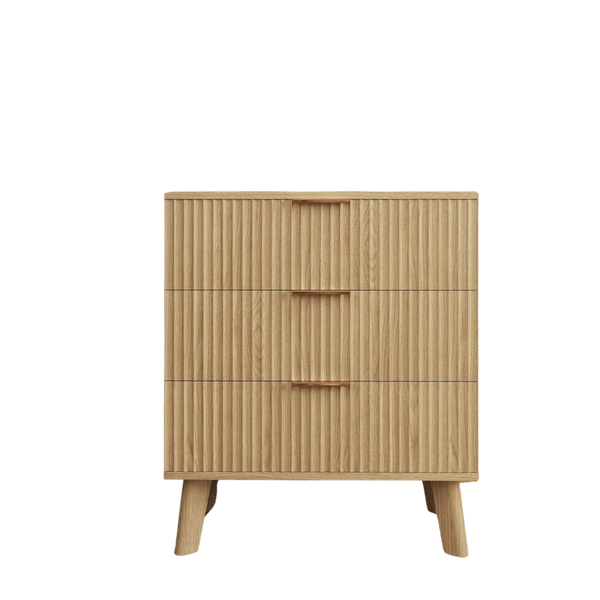 Natural Fluted 3-Drawer Dresser