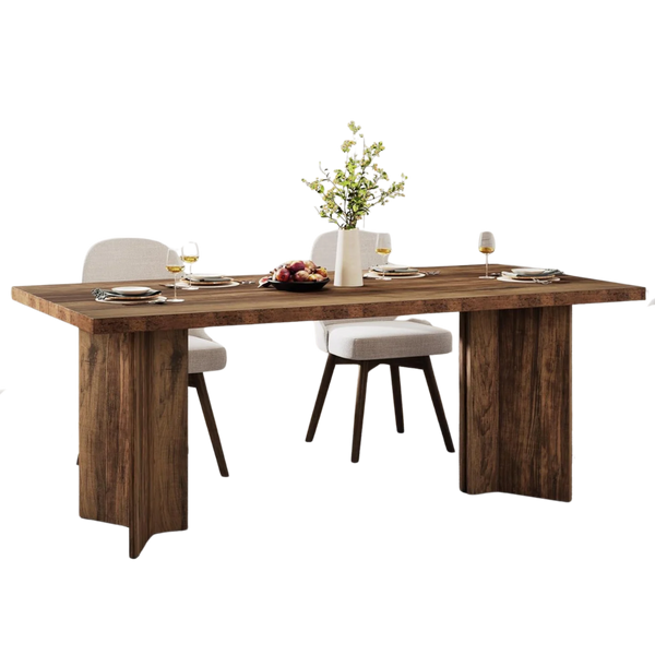 63" Dark Brown Wood Dining Table