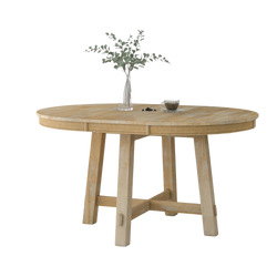 Round Extendable Wood Dining Table