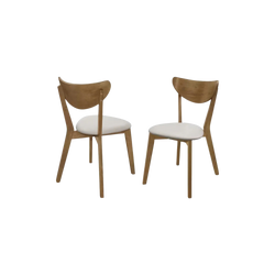 Set of 2 - Mid-Century Modern Wood Dining Chair with Faux Leather Seat