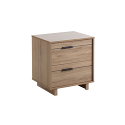 2-Drawer End Table Nightstand in Light Oak Wood Finish