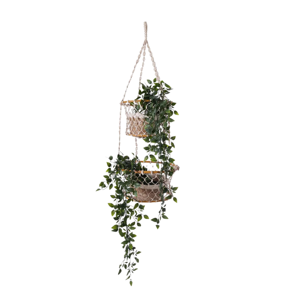 Double Hanging Woven Basket