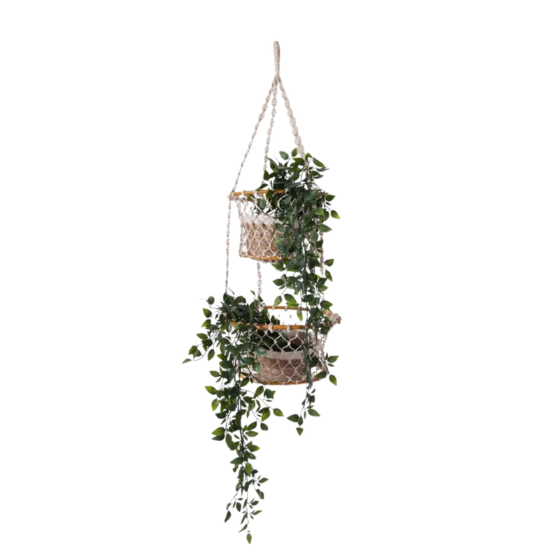 Double Hanging Woven Basket
