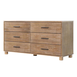 Solid Wood 6-Drawer Double Dresser in Rustic Pine Finish