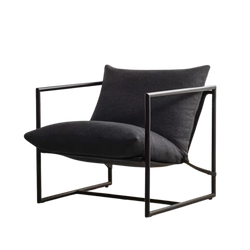 Modern Dark Grey Upholstered Accent Chair With Metal Frame