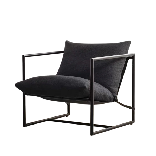 Modern Dark Grey Upholstered Accent Chair With Metal Frame