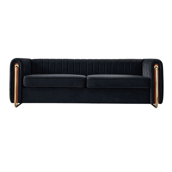 Modern Black Velvet Sofa