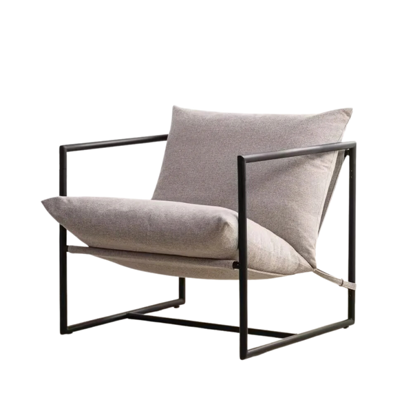 Modern Oatmeal Upholstered Accent Chair With Metal Frame