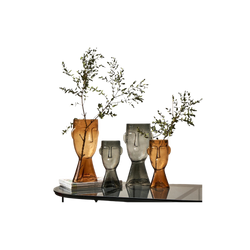 Abstract Glass Face Flower Vase