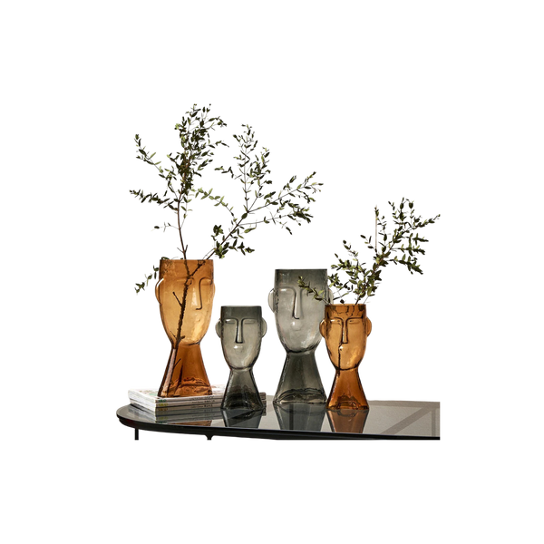 Abstract Glass Face Flower Vase