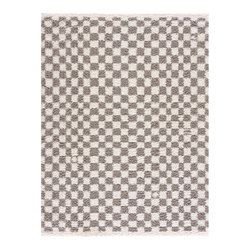 Taupe Checkered Plush Rug