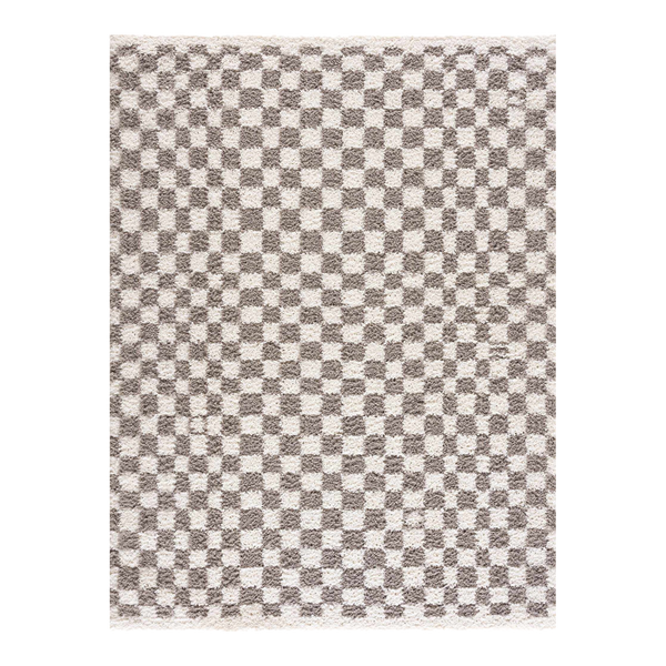 Taupe Checkered Plush Rug