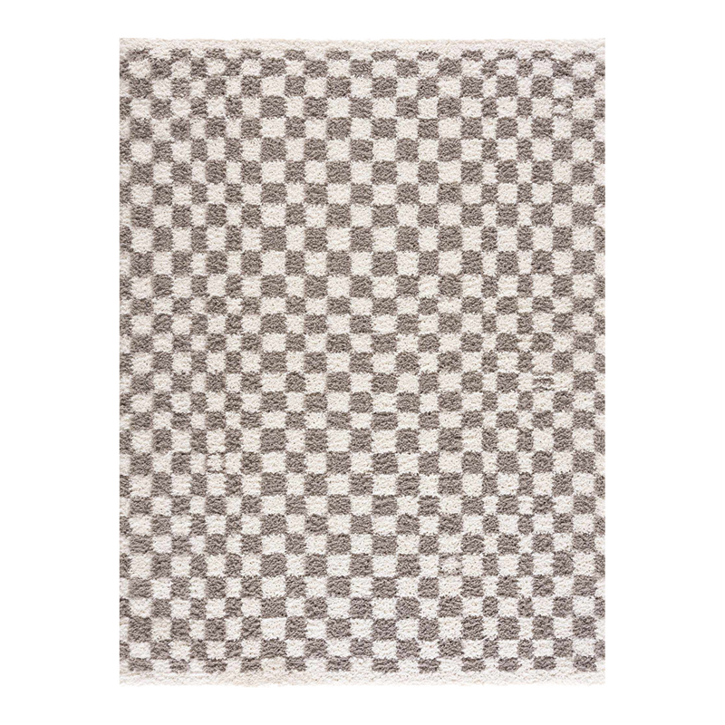 Taupe Checkered Plush Rug