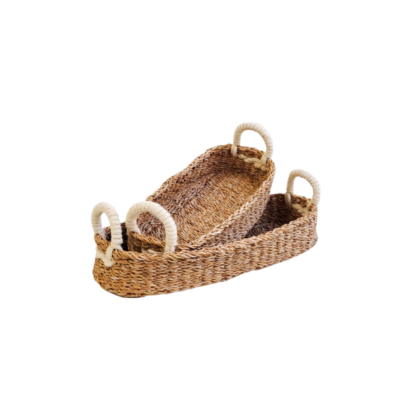 Savar Bread Basket with White Handle