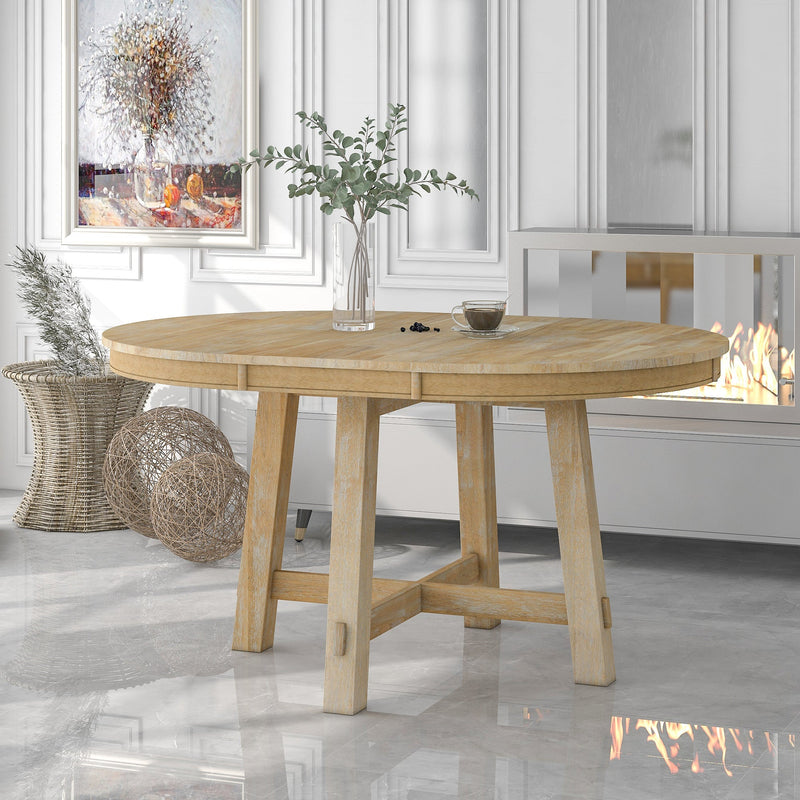 Farmhouse Round Extendable Dining Table-1
